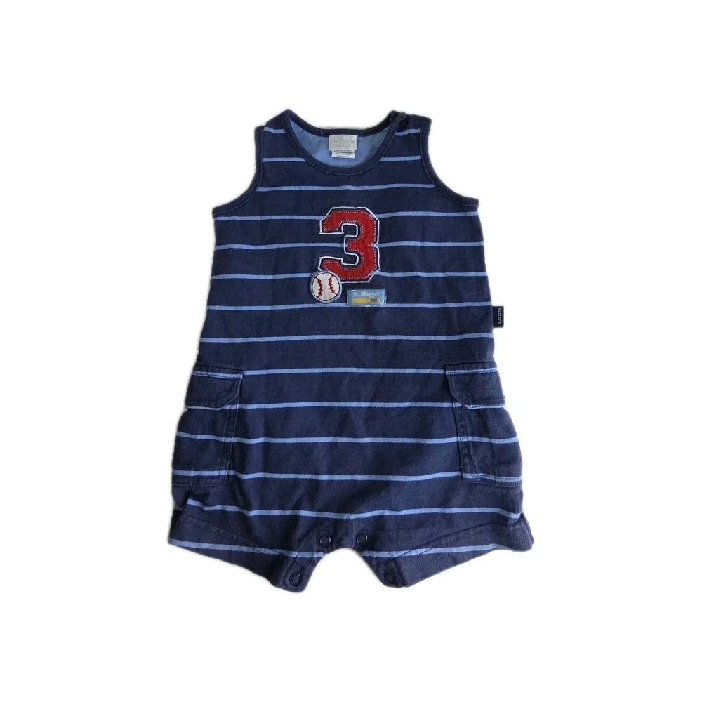 Baby Boy Clothes  Vintage Carter's 12-18 Month Blue Jr. Slugger‎ Baseball Romper
